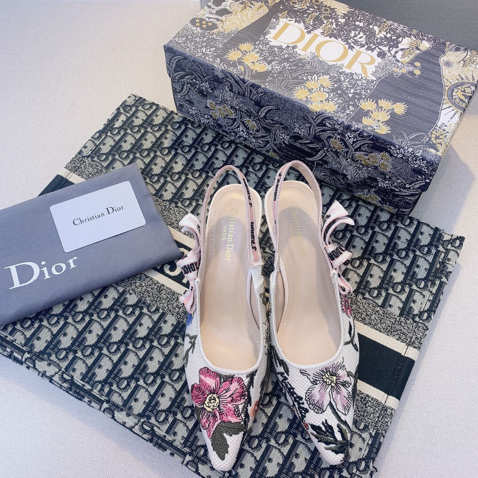 【withbox】DIO(R)EVOLUTION HEELED SLIDE shoes 6.5cm embroidered high ...