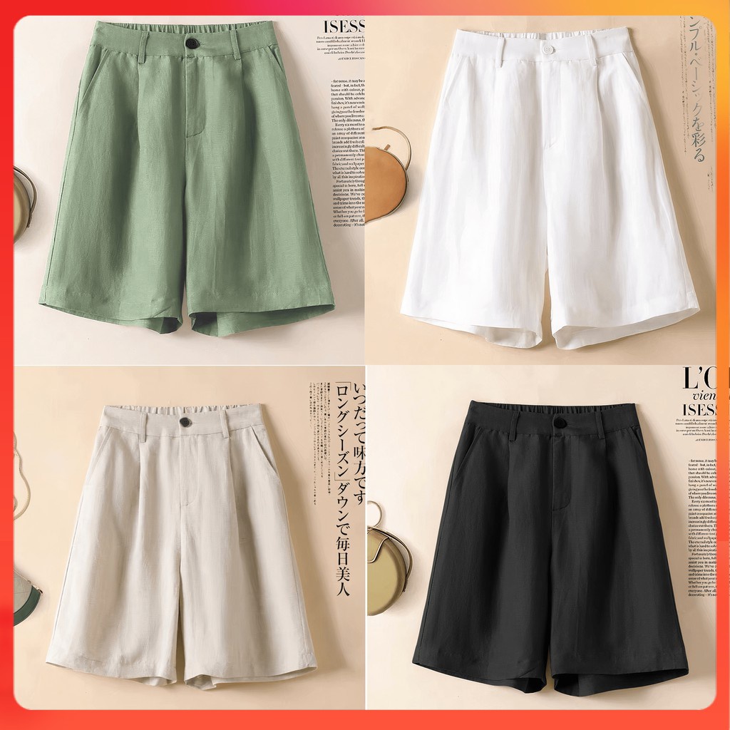Women's shorts for home wear, cool elastic wind linen material QS08 ...