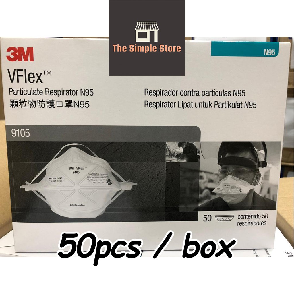 3m N95 Mask Vflex™ Particulate Respirator 9105 50pcsbox Shopee Malaysia 