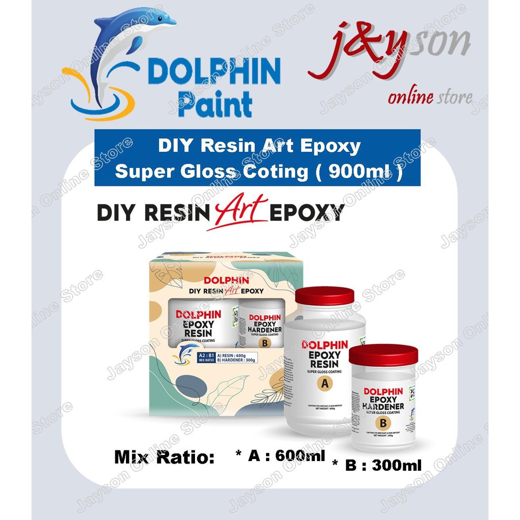 DOLPHIN PAINT DIY Resin Art Epoxy Super Gloss Coating ( Mix Ratio: A2 ...