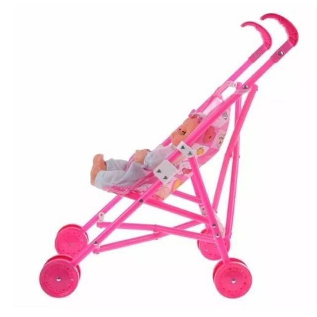 baby-trolley-toy-with-12-inch-dolls-buggy-stroller-pram-plastic