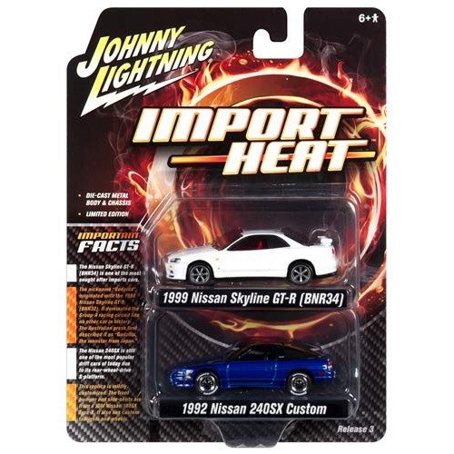 Johnny Lightning Import Heat 2 Pack Nissan Skyline GT-R R34