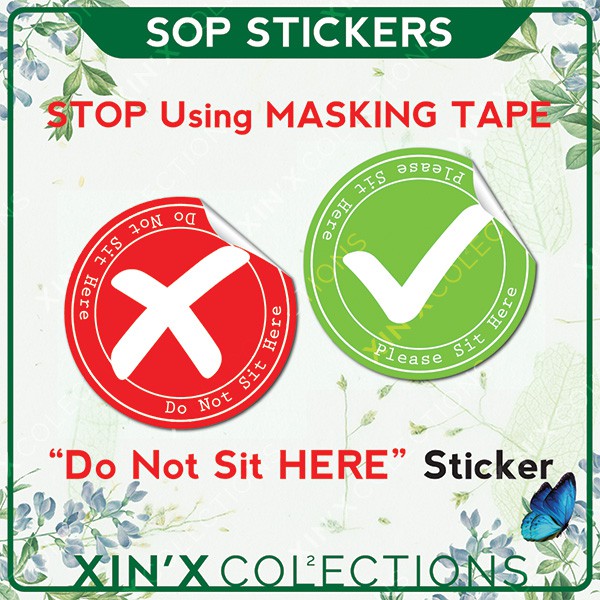 SOP MCO Poster Sticker SAFE DISTANCE jarak selamat COVID 19 TABLE ...