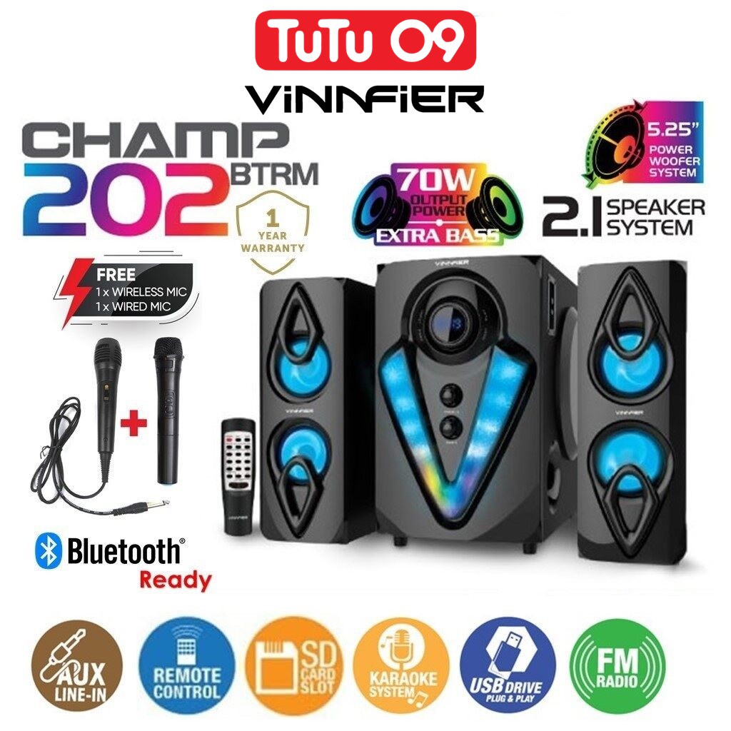 VINNFIER CHAMP 202 BTRM 2.1 Speaker Karaoke System Bluetooth FM Radio