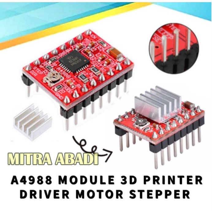 A4988 Module Module Module 3D Driver Motor Stepper + Heatsink 3D ...
