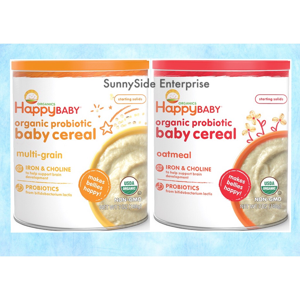 Happy Baby Probiotic Baby Cereal Oatmeal / Multigrain (198g) Shopee