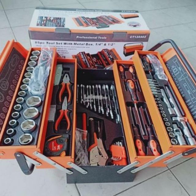 Jumlee Heavy 85pcs Tool Set with Metal Box 5 Tier Cantii-Lever/ 85pcs ...