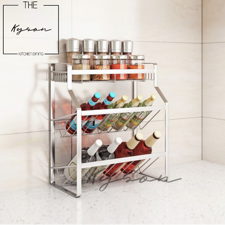 Kyson 304 Stainless Steel 3 Tier Kitchen Storage Condiments Seasoning ...