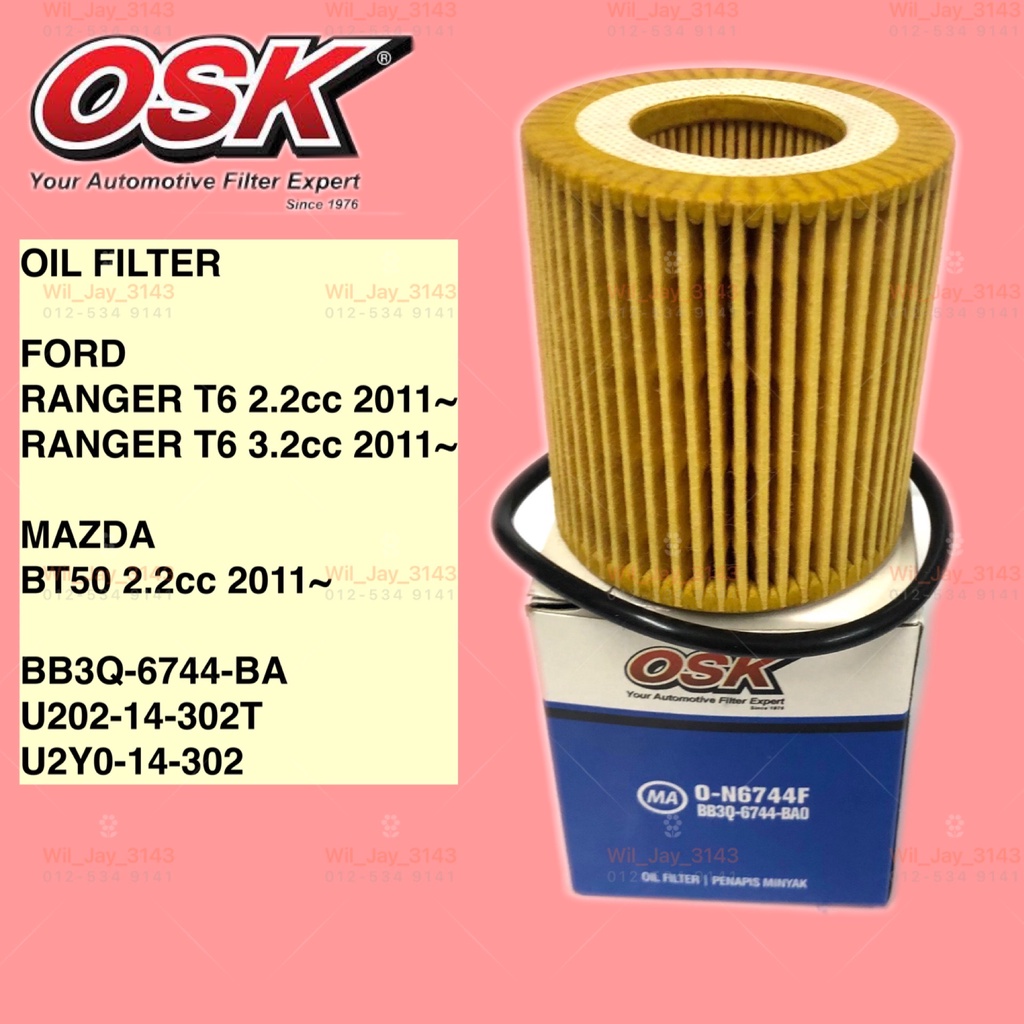 OSK ON6744 FORD RANGER T6, MAZDA BT50 OIL FILTER ON6744F Shopee