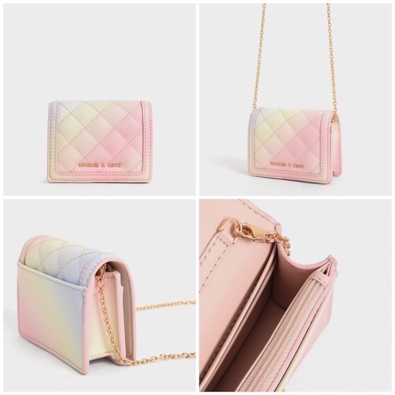 Women's Wallet Quilted Plaid Chain Crossbody Bag CHARLE&KEIT Mini Wallet Purse Mini Sling Bag