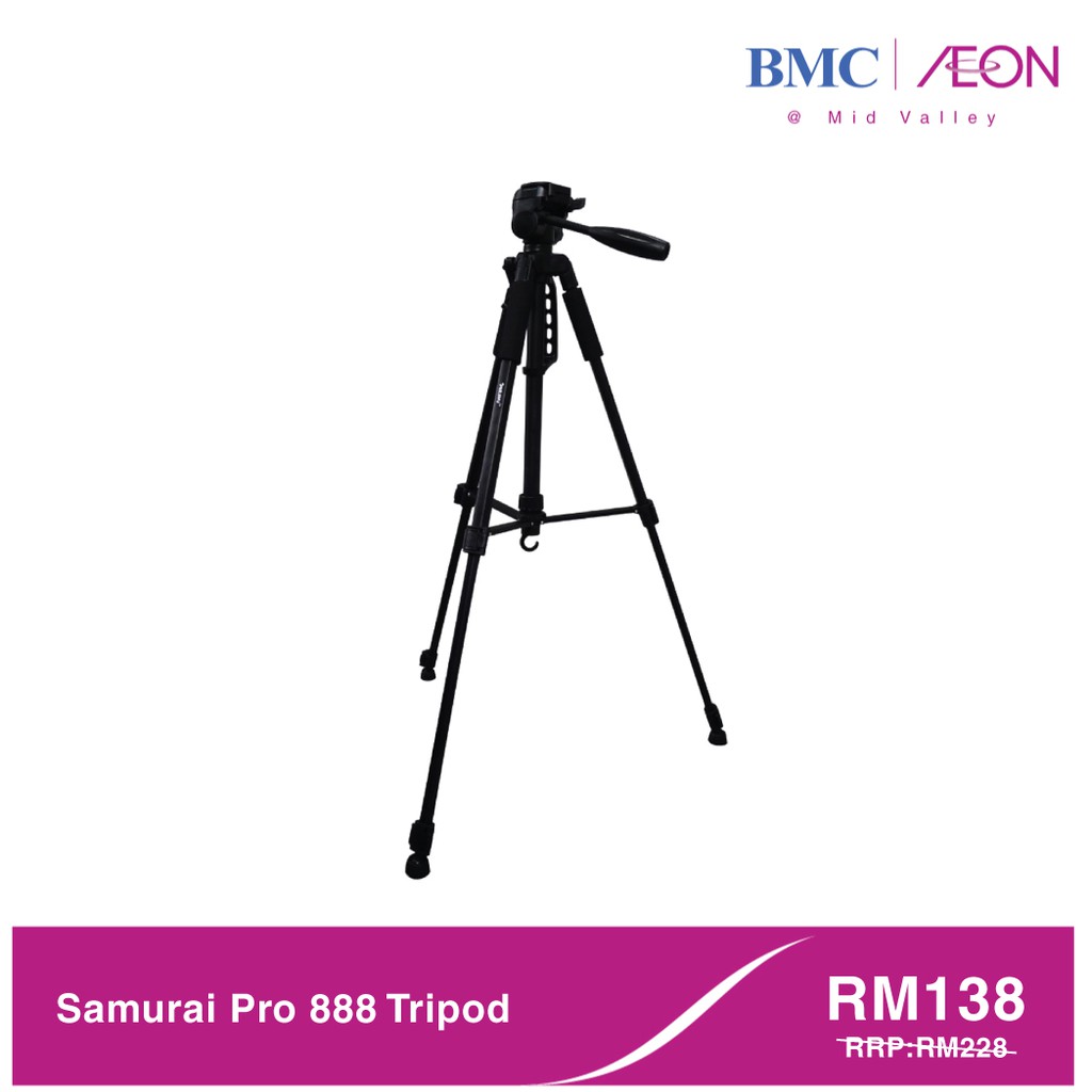 Samurai Pro 888 Aluminium Light Weight Tripod (Black) Shopee Malaysia