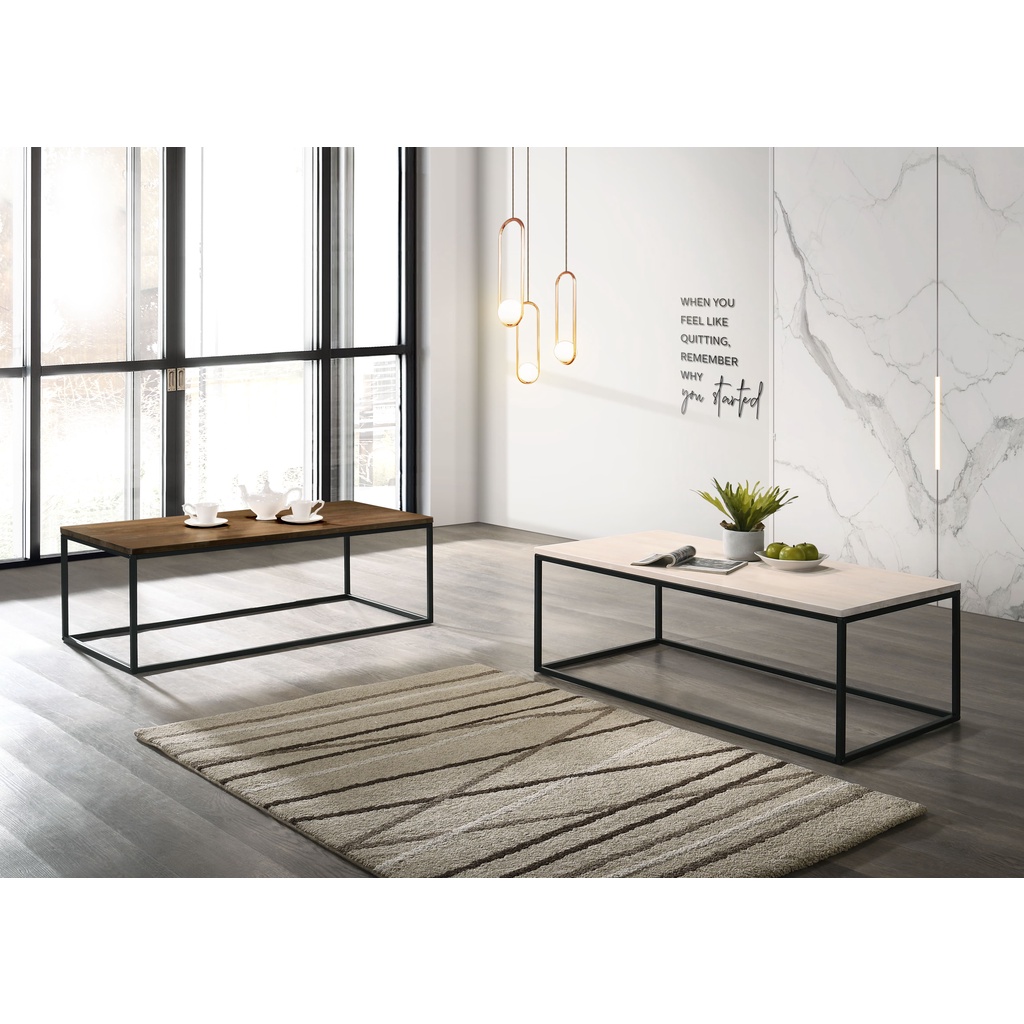 WONDERFUL Industrial Style Solid Rubber Wood Coffee Table Metal Leg ...