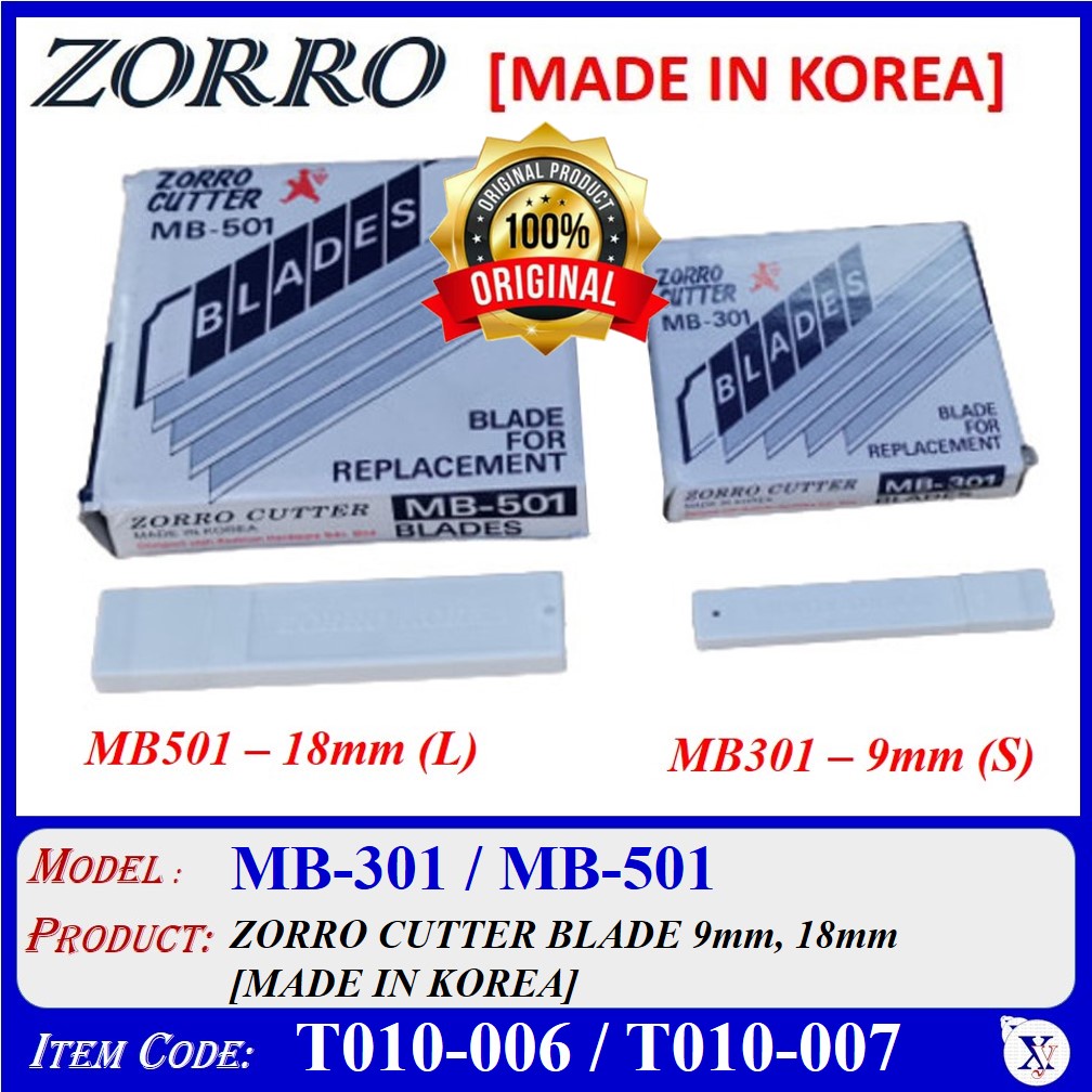 (50pcs OR 100pcs) ZORRO CUTTER BLADE 100 ORIGINAL [MADE IN KOREA] T010