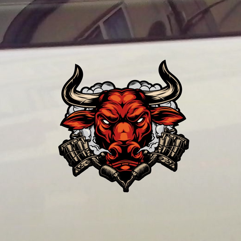 Handsome Bull Head Waterproof Reflective Decal Body Window Laptop ...