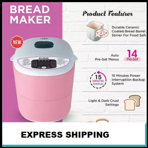 Khind Bread Maker 14 Preset Menus Ceramic Coated Barrel BM750 (750gram ...