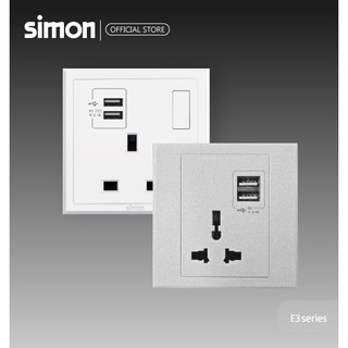 SIMON E3 Series 13A Switch Double + USB(SIRIM Approved) Multiple +