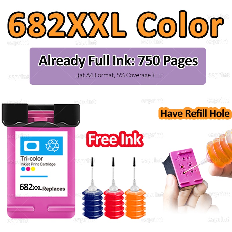 Compatible HP 682XL HP682XXL HP 682 Ink Cartridge Refill Ink Cartridge