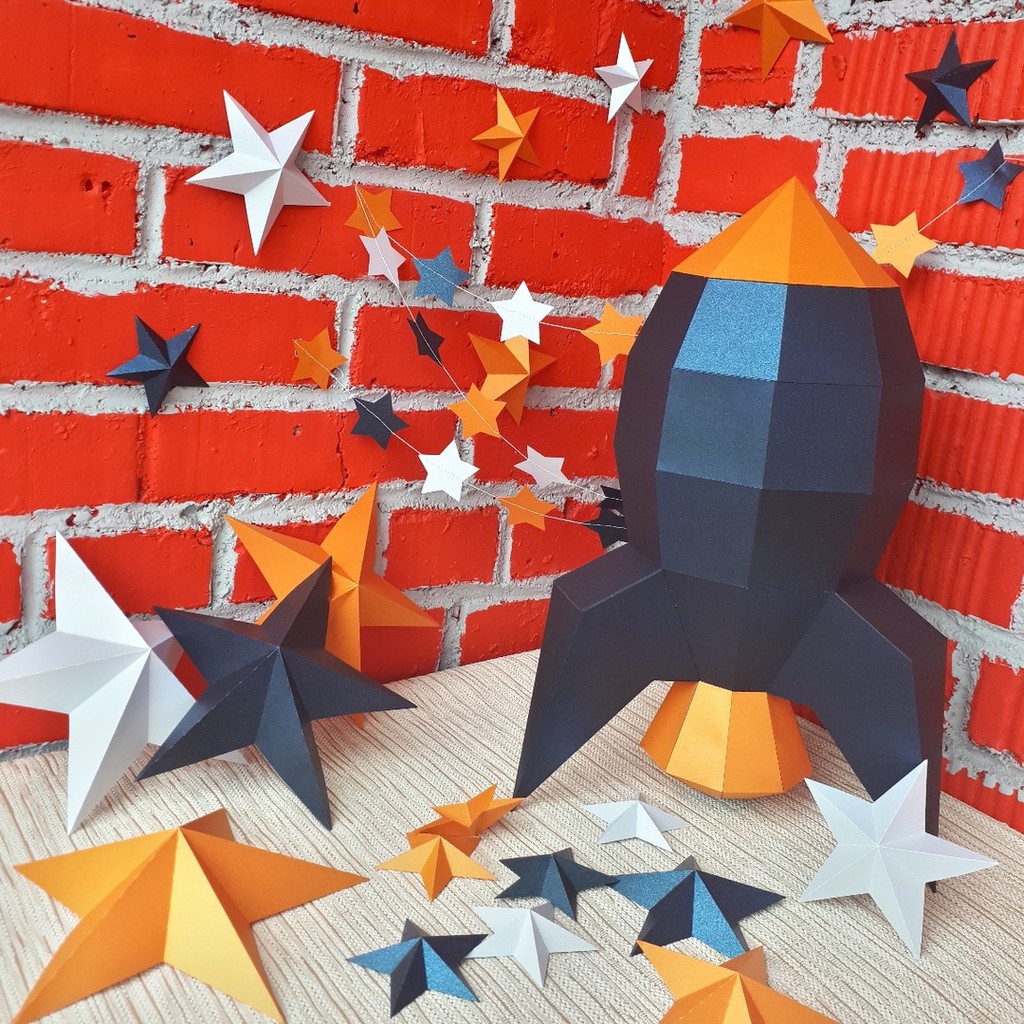 DIY 3D Papercraft A4 Paper Model Decor Kit: Simple Rocket | Shopee Malaysia