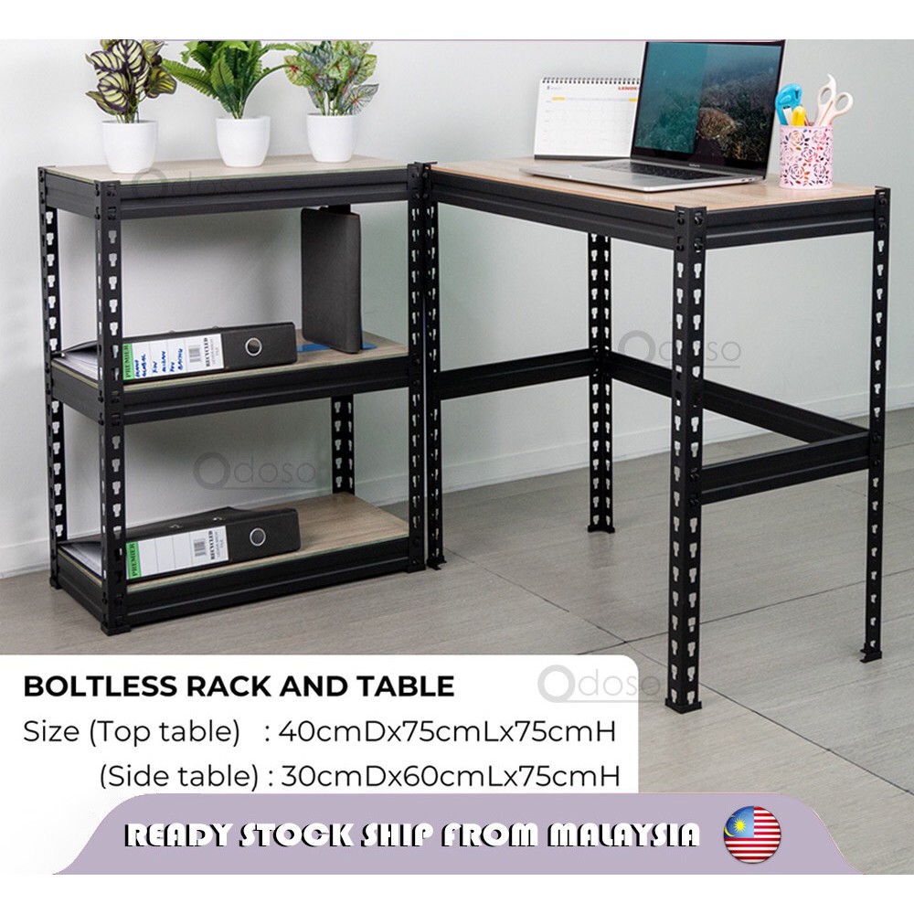 Ready Stock!! Boltless Working Table with Side Rack Combo 2IN1/ Meja ...