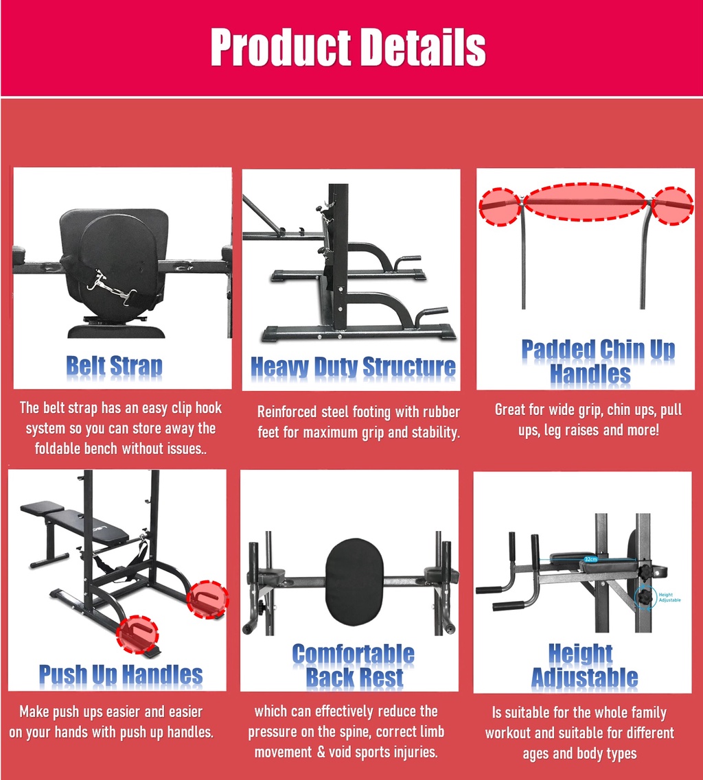 ADSports F11 Upgrade Gym Dip Chin Up Pull Up Machine WeightLifting ...