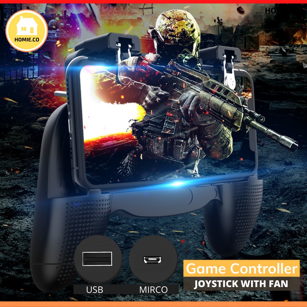 Rechargeable Mobile PUBG Gamepad Controller With Cooling Fan Metal Rear ...