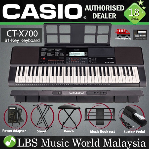 Casio CTX700 61 Key Portable Keyboard Electric Piano Full Package with