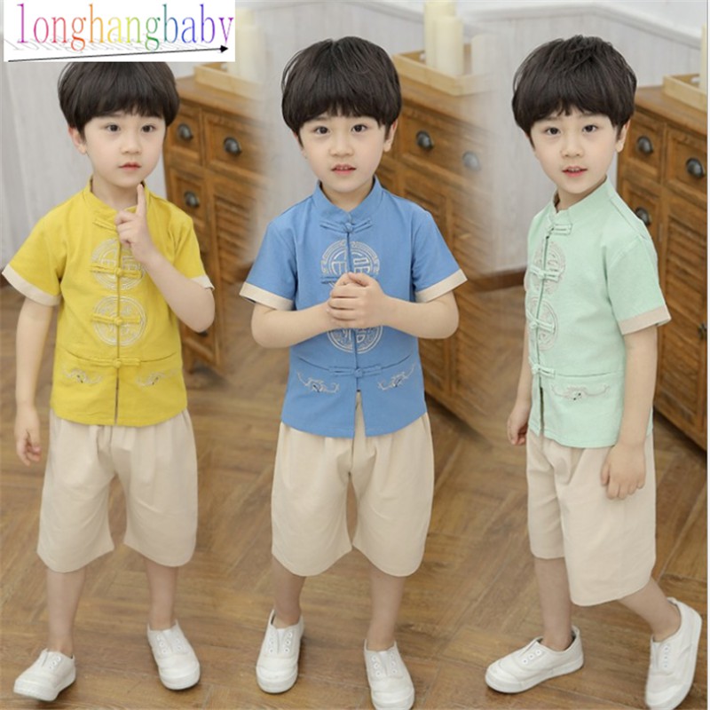 2pcs Kids Boy Traditional Chinese costume CNY Clothes set