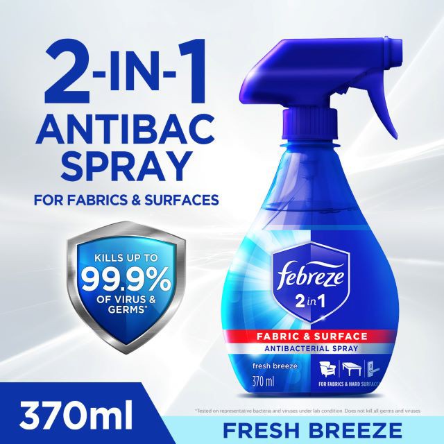 Febreze 2in1 Antibacterial Disinfectant Spray Fresh Breeze (370 ml