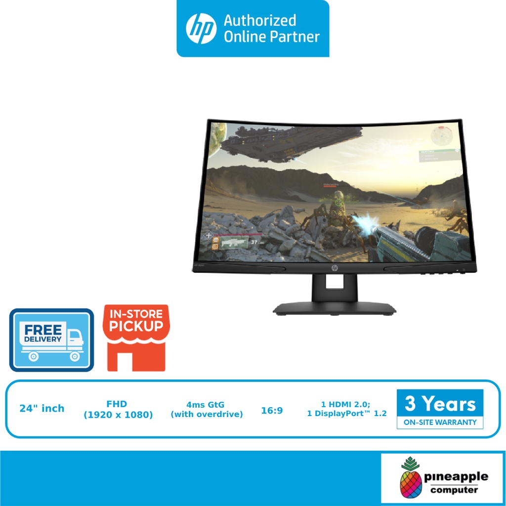 HP X24c Curved Gaming Monitor (13Q95AA) 23.6" Inch FHD (1920 x 1080