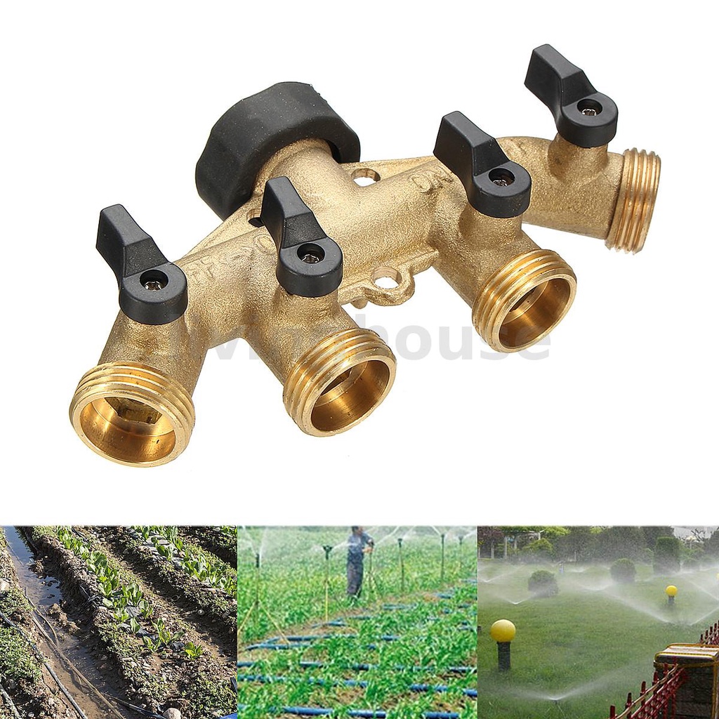 3/4'' NTP Tap Connector 4 Way Brass Garden Tap Hose Pipe Splitter