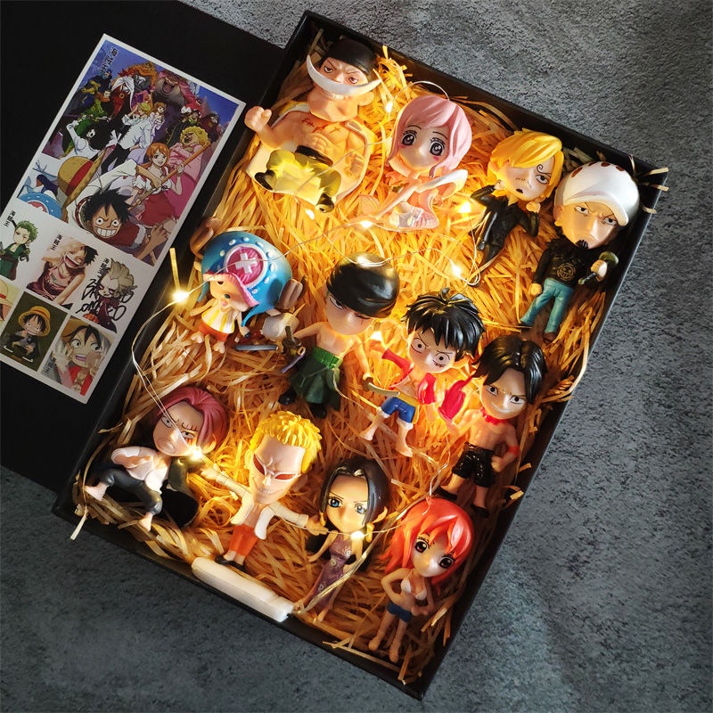 Full Set 12pcs One Piece Hand-made Figure Luffy Ornaments Model Anime ...