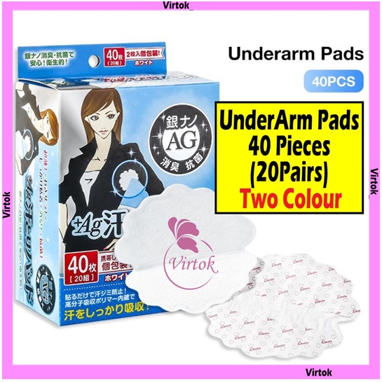 VIRTOK Japan 40Pcs Underarm Sweat Pad Armpit Antiperspirant