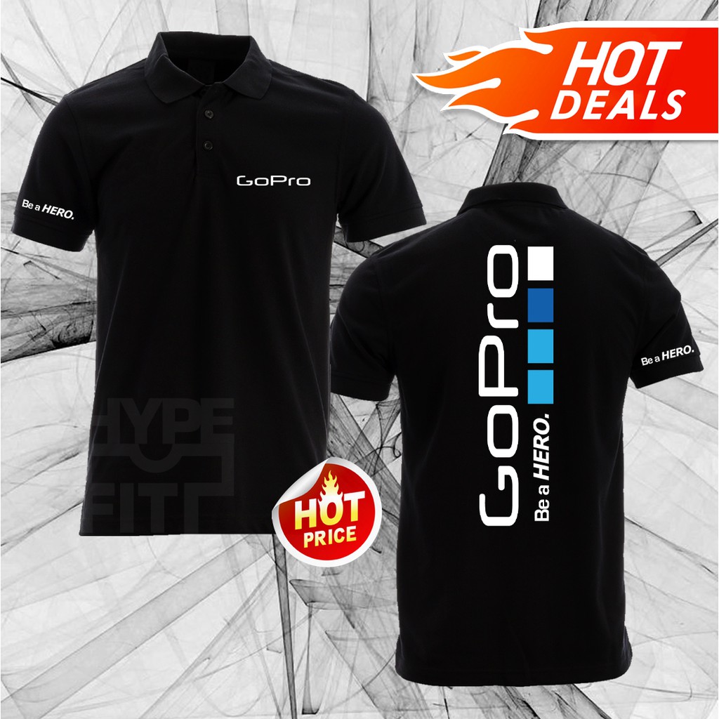 Polo NEW GoPro Logo Be A Hero Logo Cotton 220GSM T-Shirt Tee Unisex Short  Sleeve SS Ready Stock Action Camera Go Pro