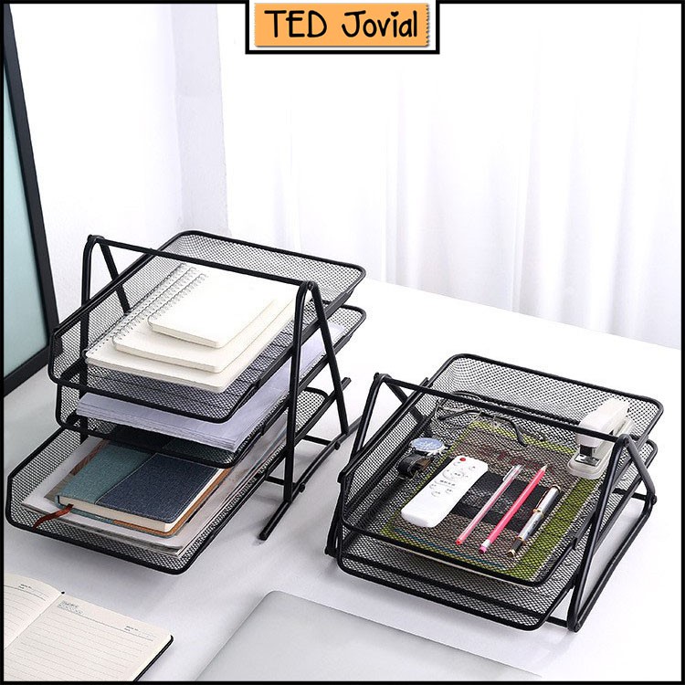 TEDJV 3 Tier Office Desk Organizer Document Tray Letter Paper Metal