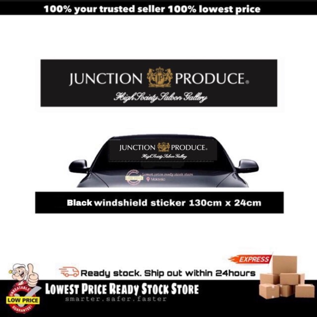 JUNCTION PRODUCE (Black)Design Windscreen Windshield Sticker 130cm x