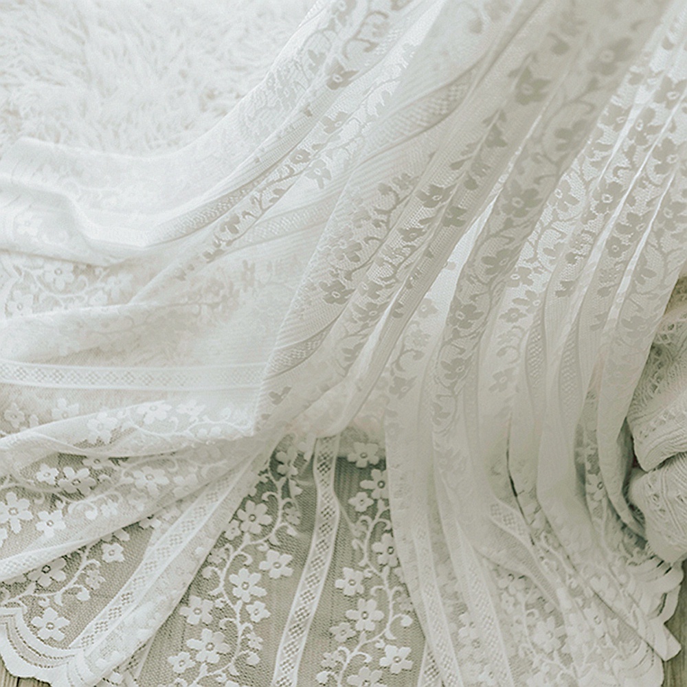 Exultantex White Sheer Lace Curtains Vintage Rose Floral Embroidered Sheer Window Drapes For...