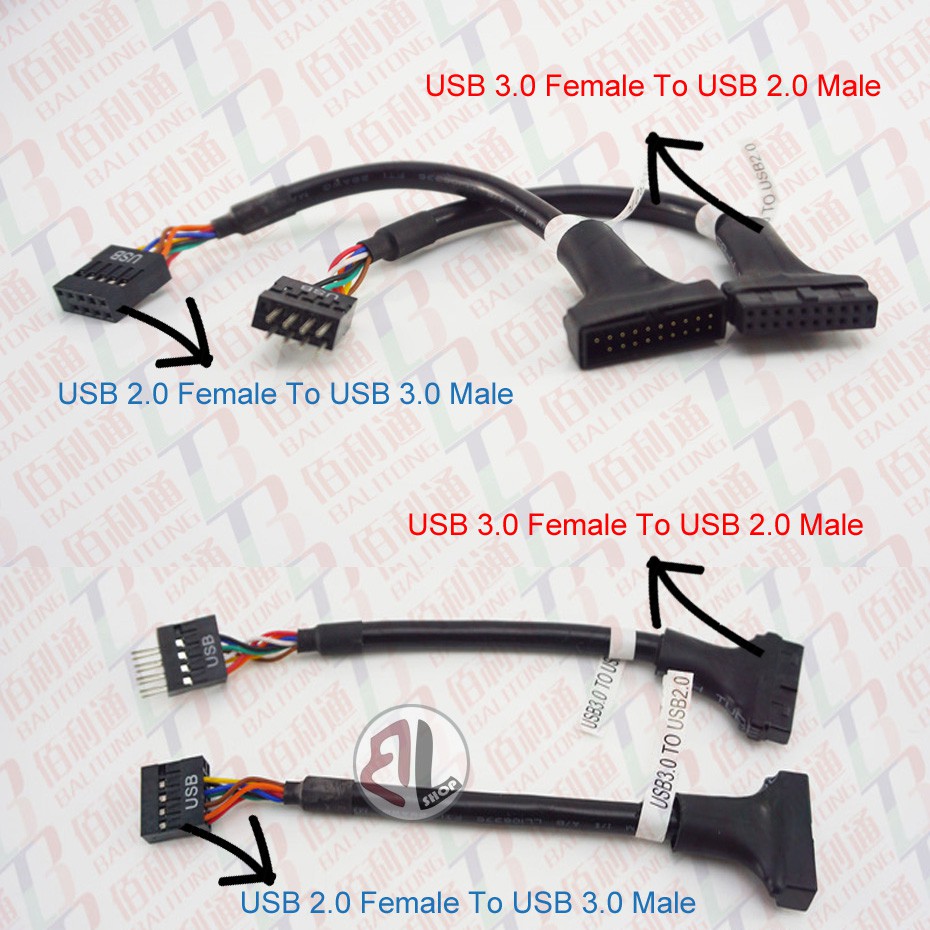 USB 3.0 Female To USB 2.0 Male 20 Pin To 9 Pin / USB 2.0 Female To USB ...