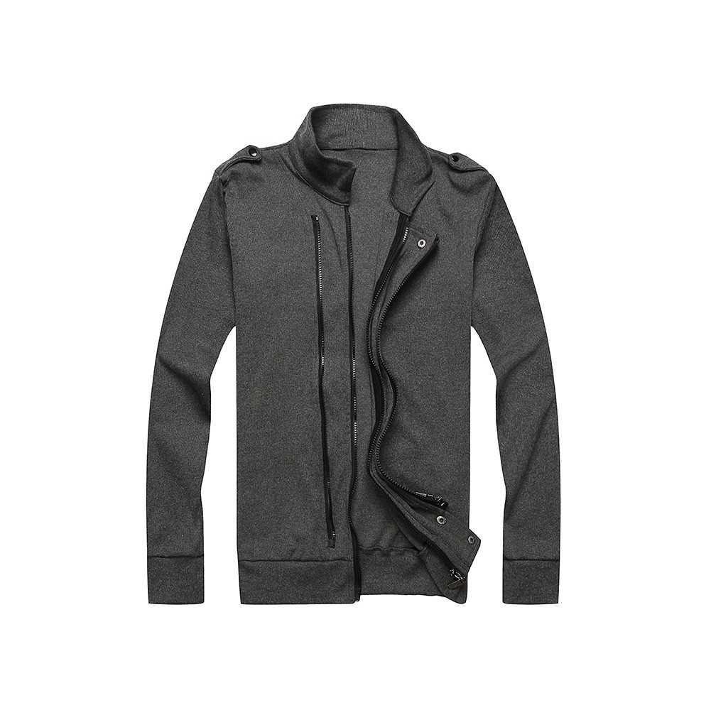 New Fashion Men Jacket Two Zippers Epaulettes Long Sleeves Slim Thin