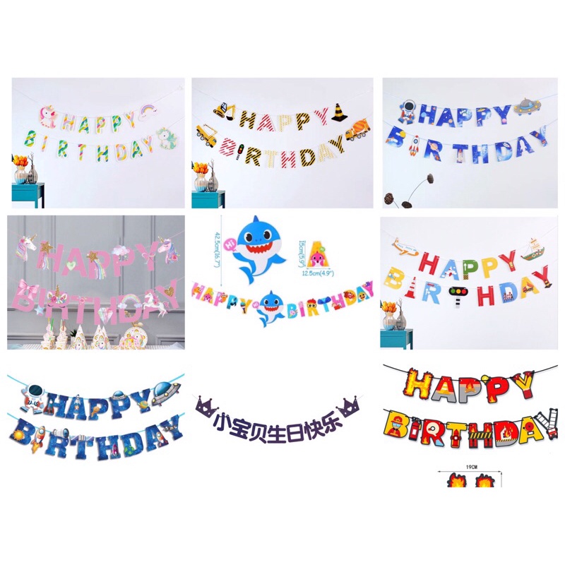 getah rambut READY STOCK - Kids Happy Birthday Cartoon Flag Birthday ...