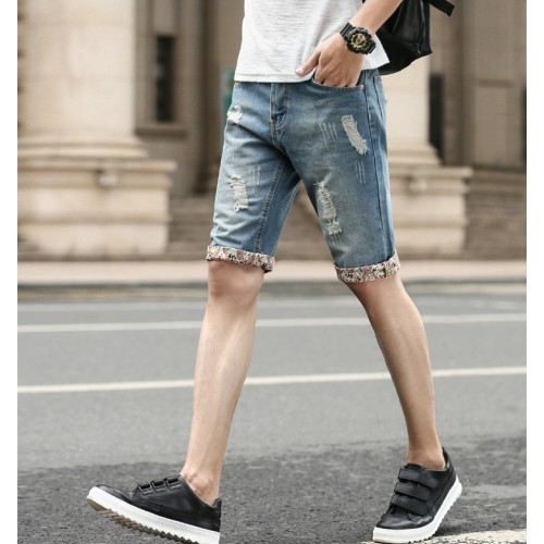 Denim Men Jeans Shorts Jean Short pant pants Ripped Casual Trendy Shopee Malaysia