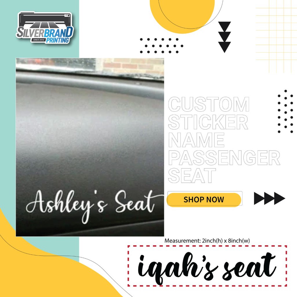CS03 Custom Sticker Nama Passenger Seat ( Sticker Passenger seat, Motor, Basikal, Tumbler
