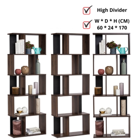 JS ALASKA Partition Divider Bookshelf Display Rack Bookcase Book Rack ...