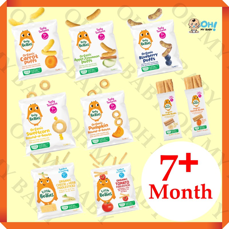 LITTLE BELLIES Organic Superfood Baby Snacks Fiddlesticks Rice Rusk