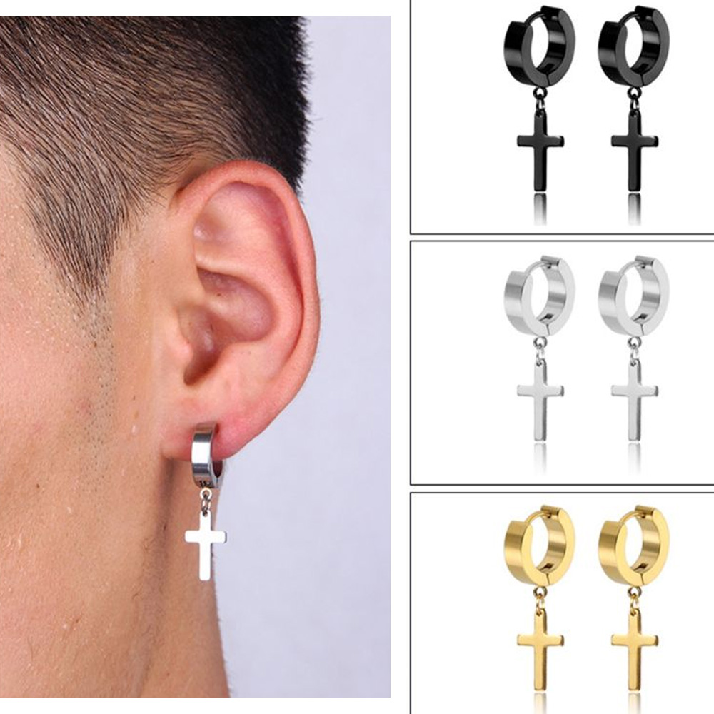 Tassel cross deals earrings men