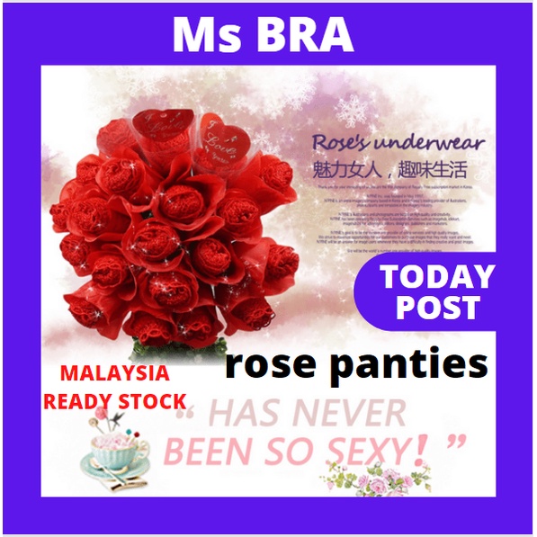 Valentine Rose Thongs Gift Pack For Wife Sexy Red Flower Thongs