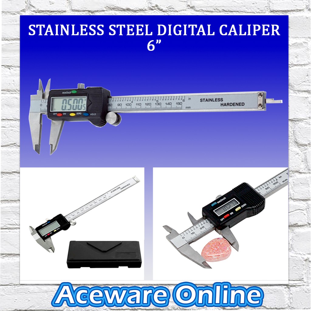 Stainless Steel Digital Caliper 6" / 2PCS LR44 AG13 TMI ALKALINE