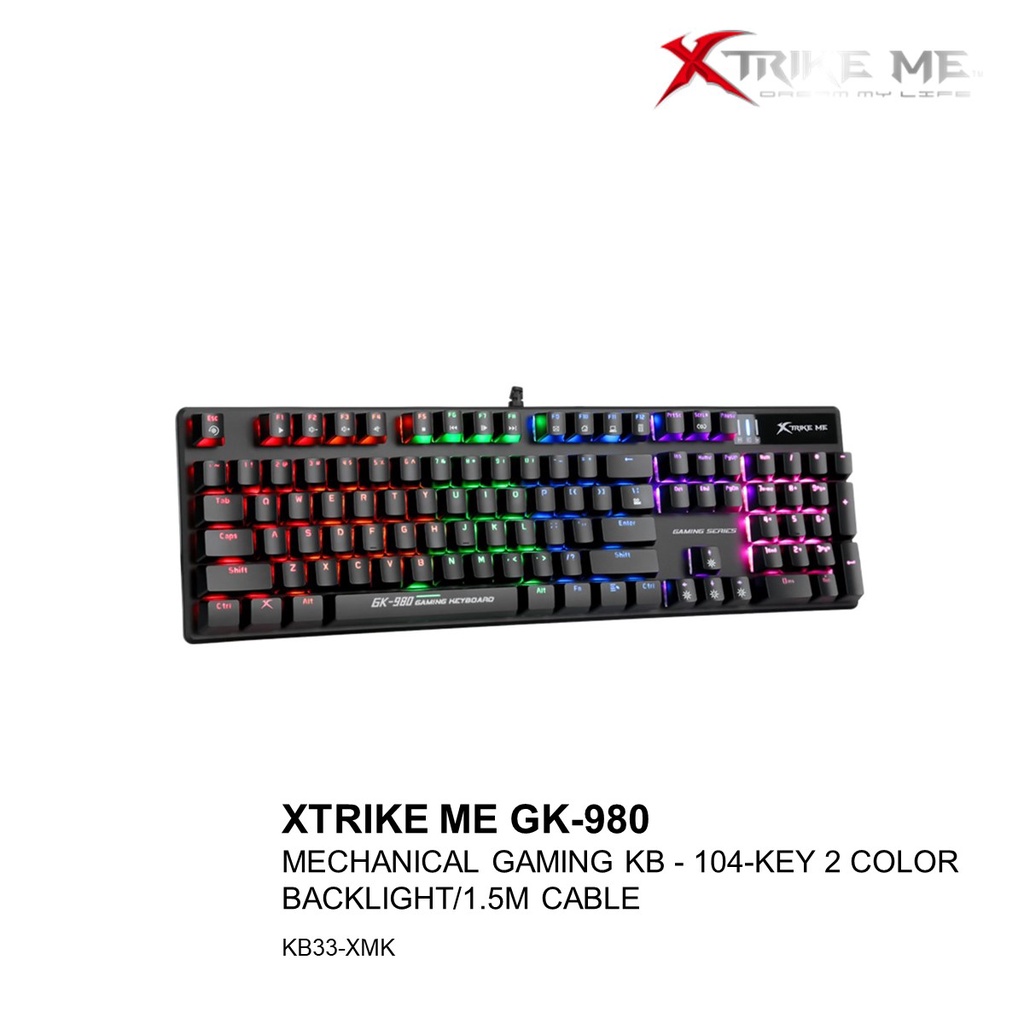 XTRIKE ME GK-980 MECHANICAL GAMING KB - 104-KEY 2 COLOR BACKLIGHT/1.5M ...
