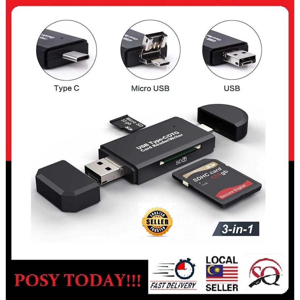 ♕local Stock♕ 3 In 1 Usb Otg Card Reader High Speed Usb20 Universal Otg Tfsd For Android 3217