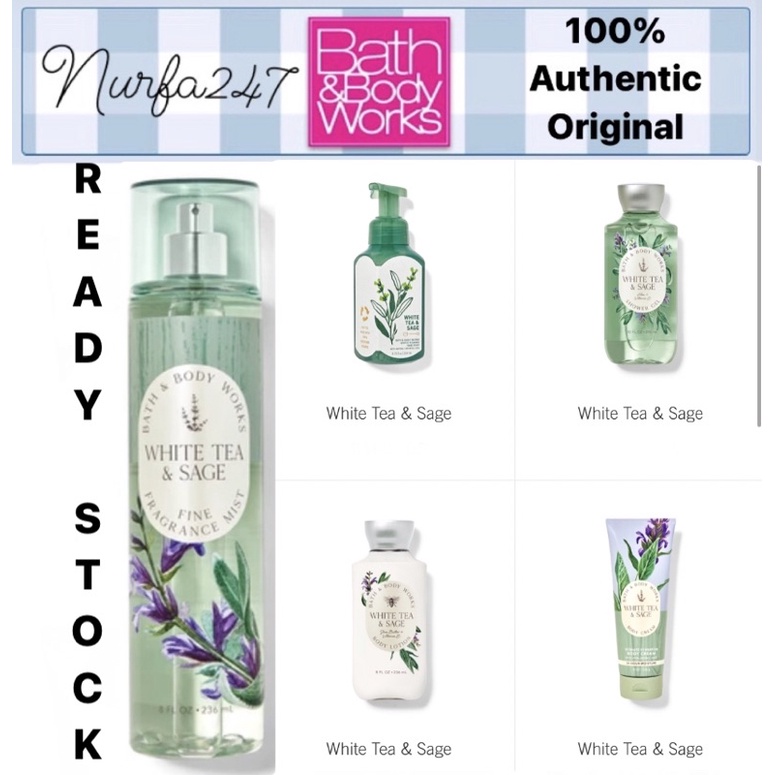 Bath & body works White tea & sage perfume mist fragrance collection