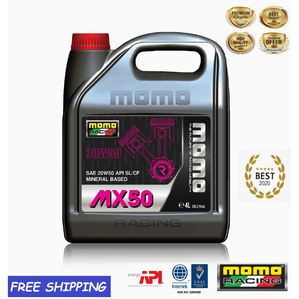 MOMO RACING 20W-50 ENGINE OIL MINERAL BASED(4L) API SL/CF | Shopee Malaysia
